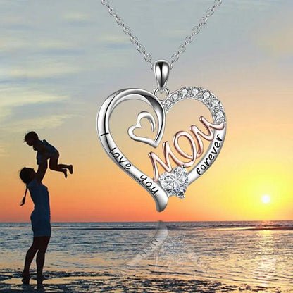 Silver Heart Pendant Necklace: "I Love you Forever Mom" - Heart Crafted Gifts