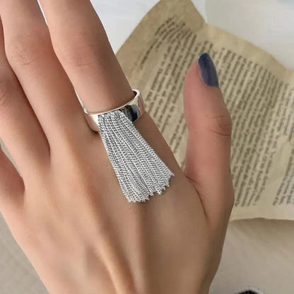 Sterling Silver Ring with Tassel: Cocktail Fashion - Heart Crafted Gifts