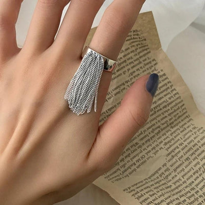 Sterling Silver Ring with Tassel: Cocktail Fashion - Heart Crafted Gifts
