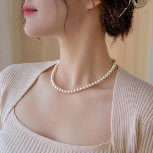 White Pearl Chain: Vintage Elegant Choker Necklace - Heart Crafted Gifts