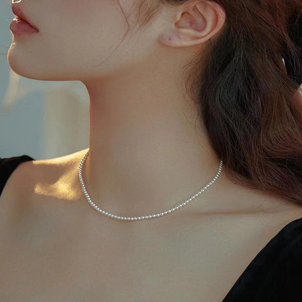 White Pearl Chain: Vintage Elegant Choker Necklace - Heart Crafted Gifts